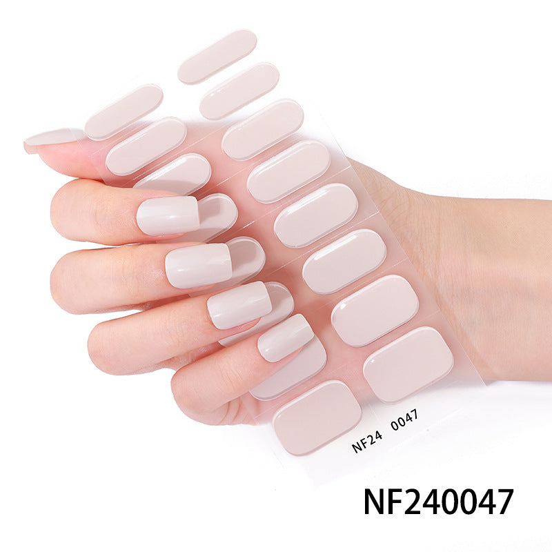 Zhengxiang cross-border fashion pure color gel manicure stickers waterproof flash uv light therapy semi-baked nail stickers full stickers personalized