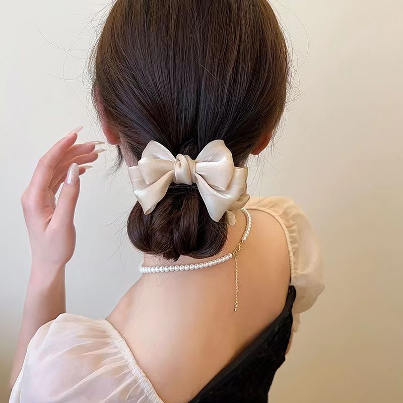 Sweet black bows ball head clip popular new arrivalelegant hair clip female back of head clip headwear clip