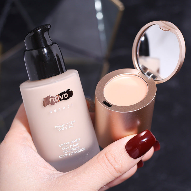 Novo creamy skin-nourishing concealer foundation set - hydrating, oil-control, waterproof, and long-lasting foundation