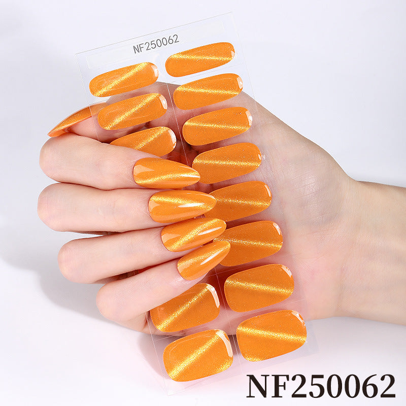 Zhengxiang personalized gel nail stickers waterprooffashion flash cat eye uv semi-cured gel nail stickers gel nail