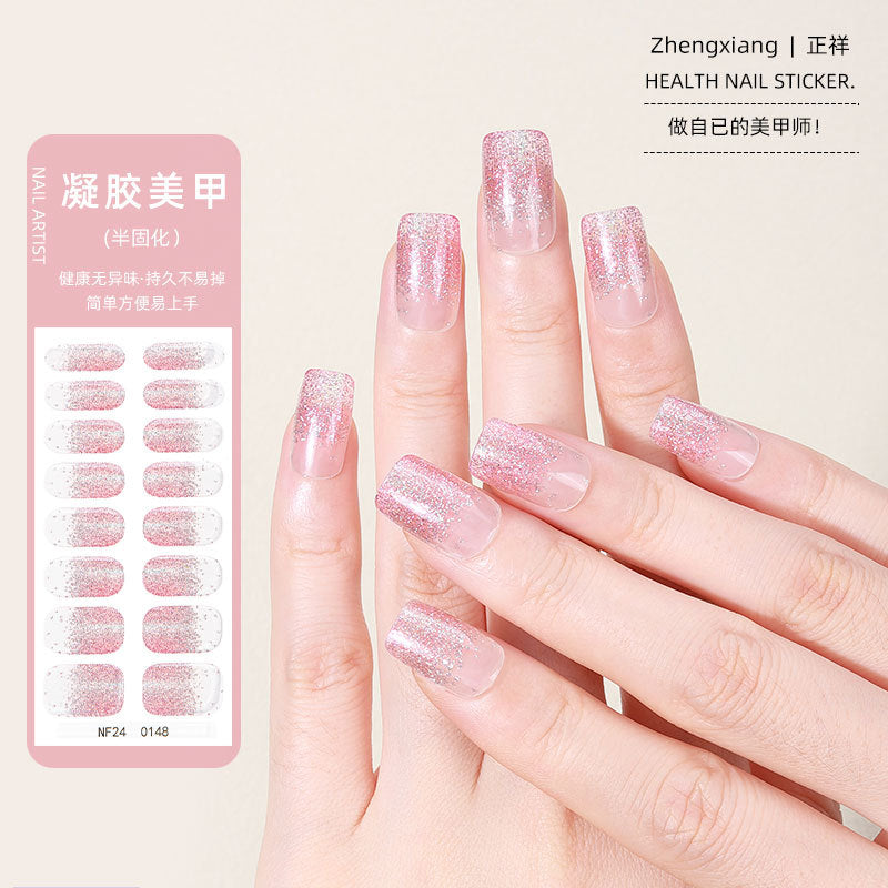 Zhengxiang personalized gel manicure stickers french butterfly onion powder smudged uv photo lamp semi-baked semi-cured nail stickers