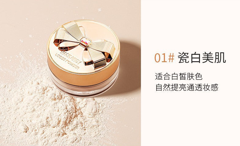 Marco andy bowknot loose powder - lightweight, silky, air-light setting powder for concealing, oil control, waterproof, and long-lasting makeup