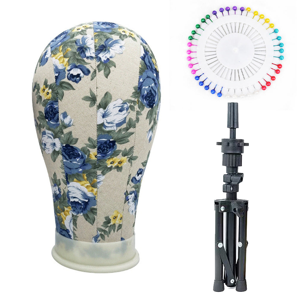 Canvas head mold can be inserted with pins to place wig stand dummy head model styling model head cloth display tripod