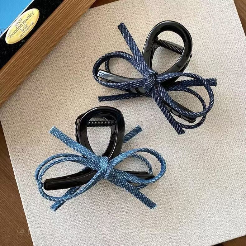 Summernew arrival denim fabric bowscasual hair clip bangs clip elegant shark clip classy hairpin for women