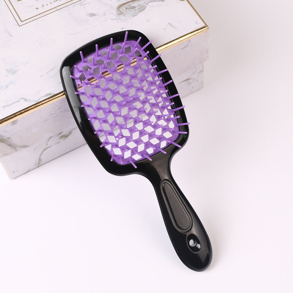 Hairdressing cut out massage grids wet and dry hairdressing comb for home women's straight hair curling comb fluffy styling comb