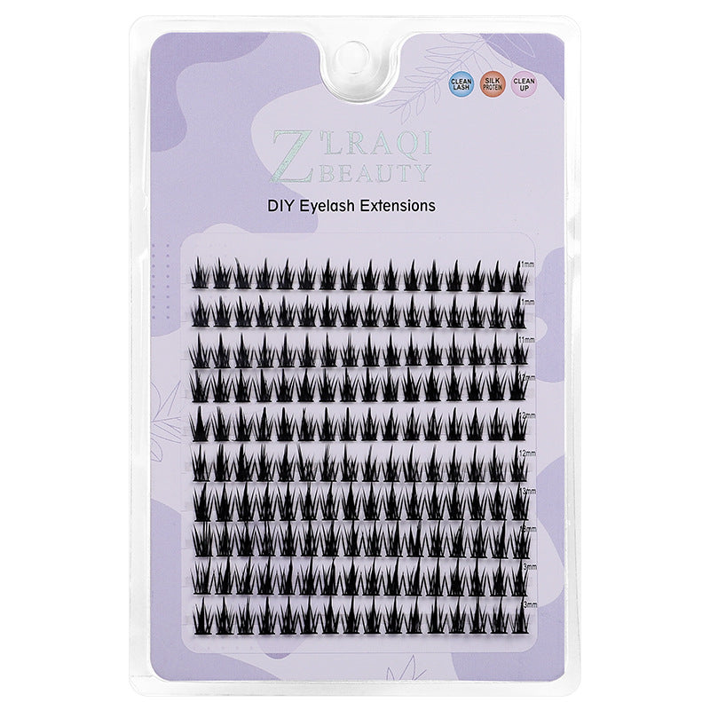 Qingdao natural false eyelashes, 10 rows segmented black band sunflower style, k-pop girl group stage makeup, glue-on false eyelashes