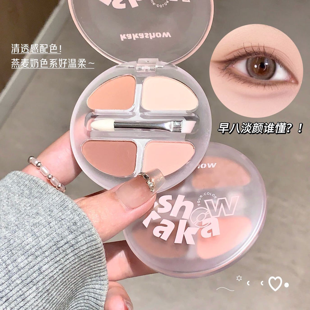 Makeup kakashow smart four-color lying silkworm palette for women matte pearlescent fine shimmer stereo brightening multi-functional eye shadow palette