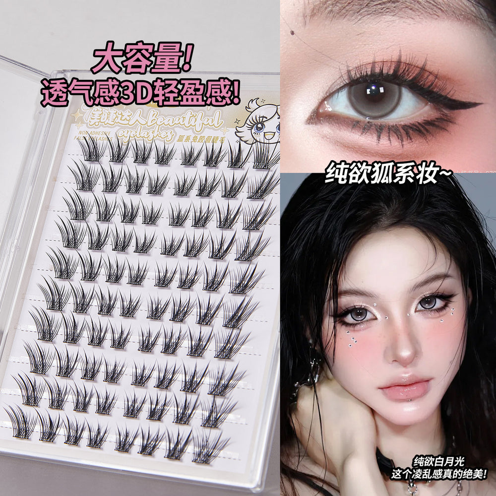 Jonbos fox self-adhesive glue-free fake eyelashesnatureartificial mom-like slanted flying eye tail lengthening single cluster eyelashes