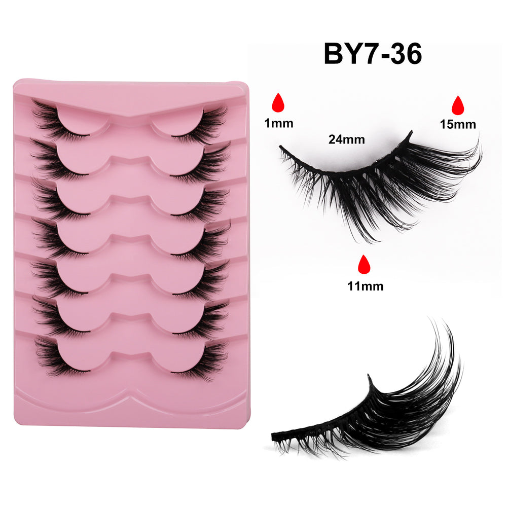 Pingdu 10 pairs of hard stem fake eyelashes, a whole strip of rabbit grandma's whole cluster of eyelashes, glue style, special for makeup artists