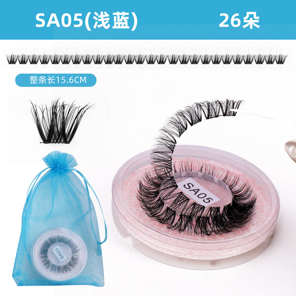 hot-selling full strip pair, mixed natural thick and curly false eyelashes, european and american versatile eyelash glue style