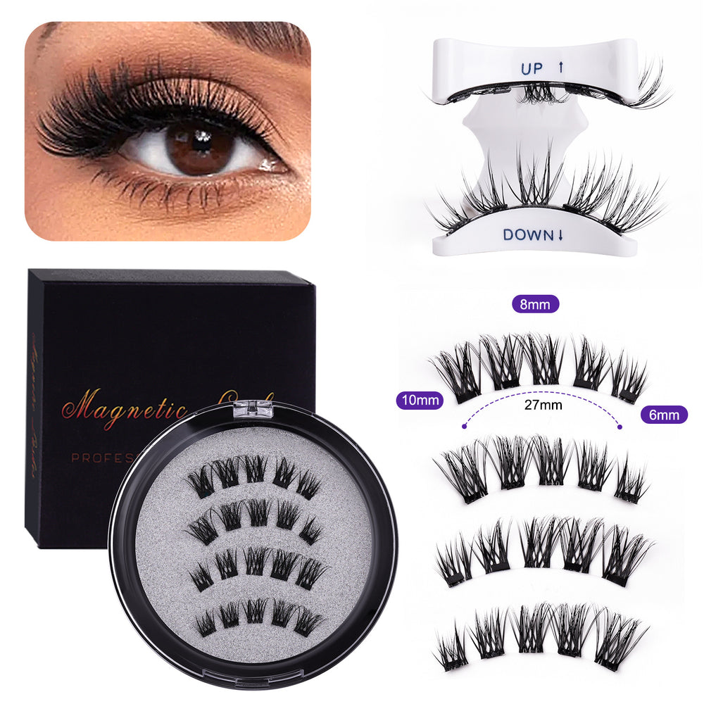 Pingdu magnetic false eyelashes amazon fashion thick strong magnetic 2 pairs black stem eyelash curler suit factory wholesale