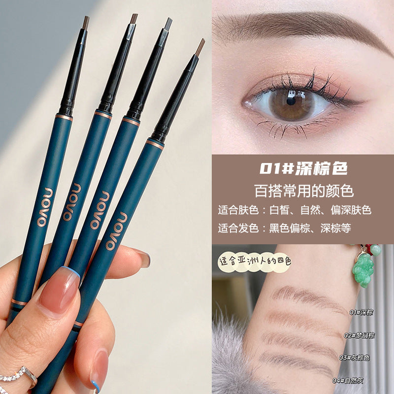Novo ultra-fine triangle brow pencil - natural, precise, waterproof, sweat-resistant, smudge-proof, dual-ended brow pen
