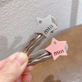 Classy silver gray letter hairpin popular five-pointed star duckbill edge clip fashion bangs clip small hairpin broken hairpin