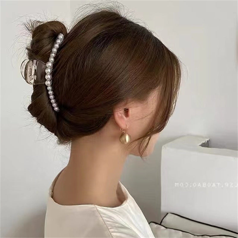 Korean large pearl clip hairpin eleganceelegant female back shark clip hair clip hair clip hair clip