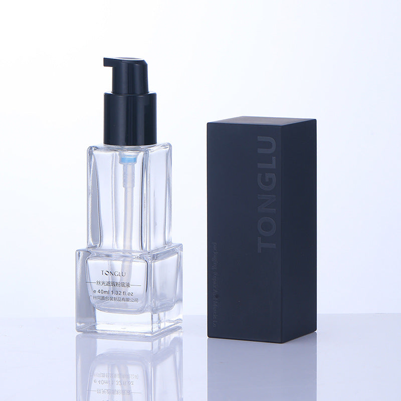 New cosmetic glass bottle set packaging, 40ml lotion & serum dispensing bottles, press-type essential oil glass empty bottles
