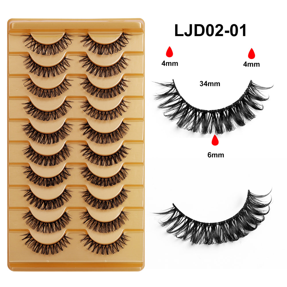Export false eyelashes russian curling hair 10 pairs of asian mixed thai makeup comic curling eyelashes in stock batch