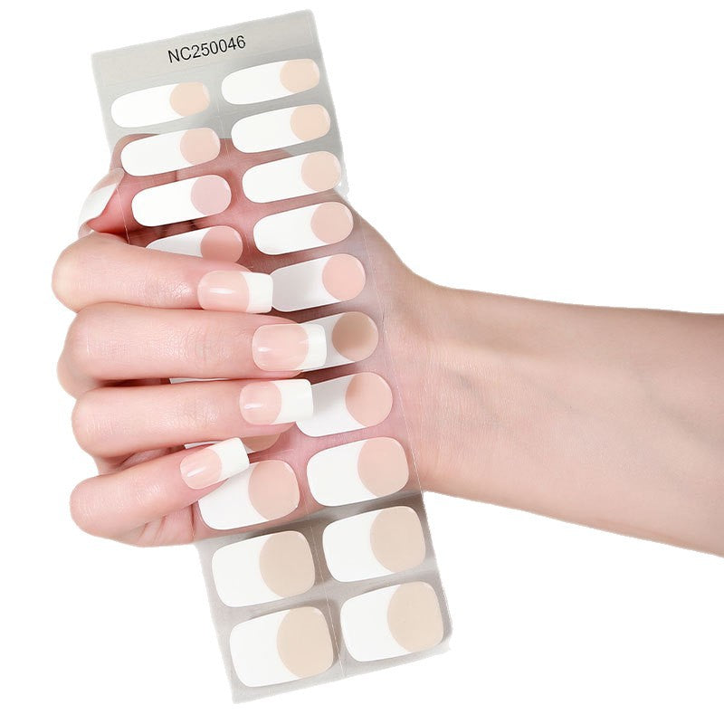 Zhengxiang cross-border french gel manicure stickers waterproof flash ice transparent european and american semi-baked nail stickers customized gel nail