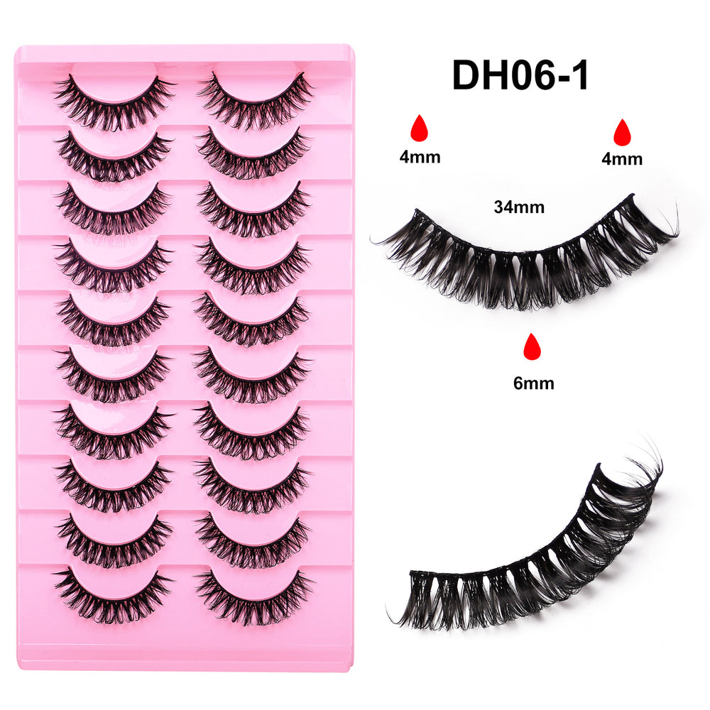 Carefully selected *10 pairs of soft stem and hard stem eyelashes, thick and natural one-piece little devil comic eyelashes glue style