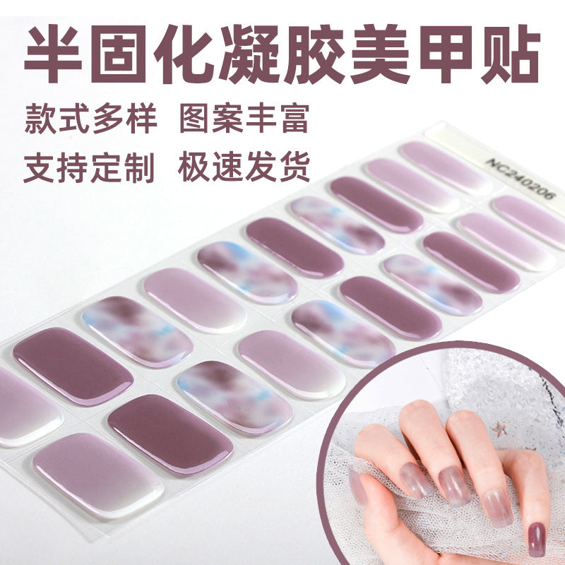 Zhengxiang custom gel nail art stickers french onion powder uv light hardening nail stickers semi-cured christmas wholesale