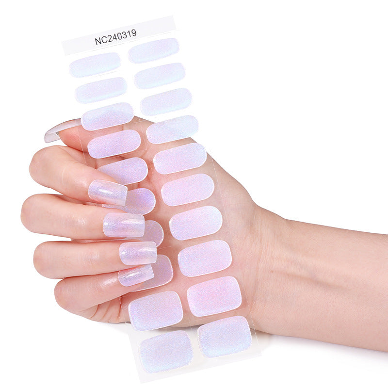 Uv gel nail art stickers - hardening lamp required - european & american aurora style - cross-border semi-cured nail stickers - custom options available