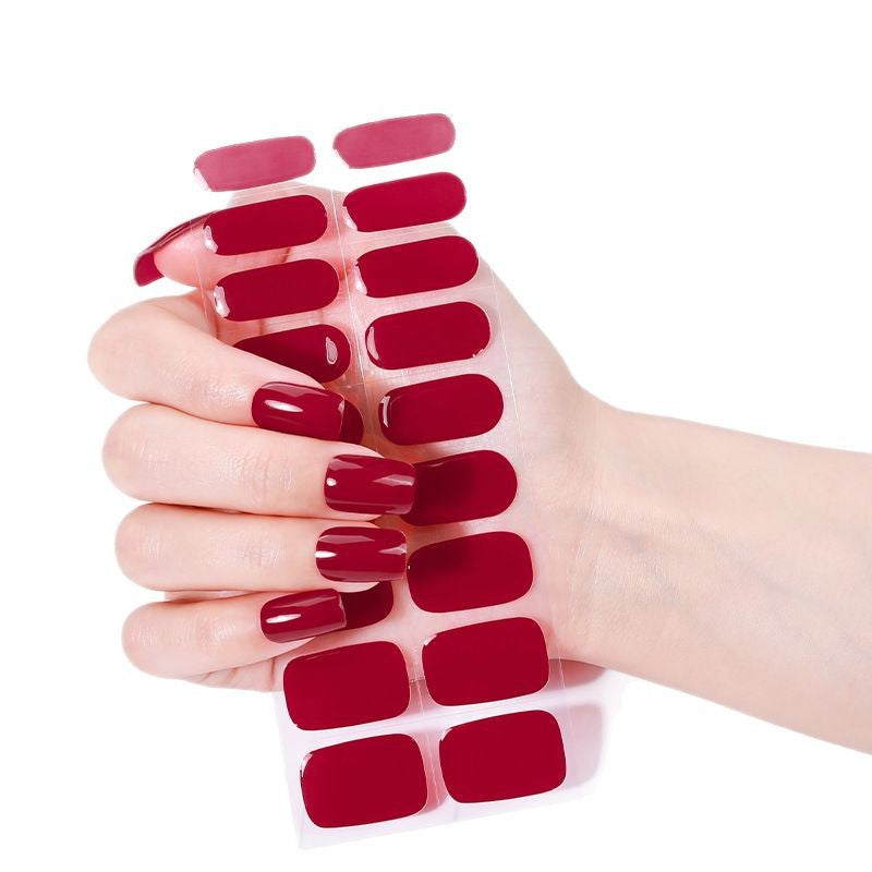 Zhengxiang custom gel nail stickers - waterproof, cross-border, european & american style, solid color nail art stickers, uv light curing, semi-cured nail stickers