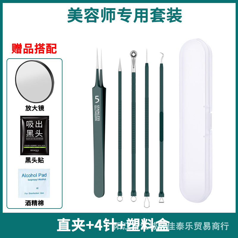 Factory direct stainless steel blackhead remover kit - includes blackhead extractor, pimple popper, and acne treatment tools