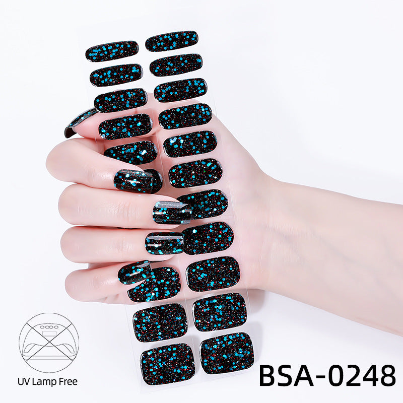 fashion gel nail stickers no bake flash onion powder nail art stickers uv-free gel nail wraps