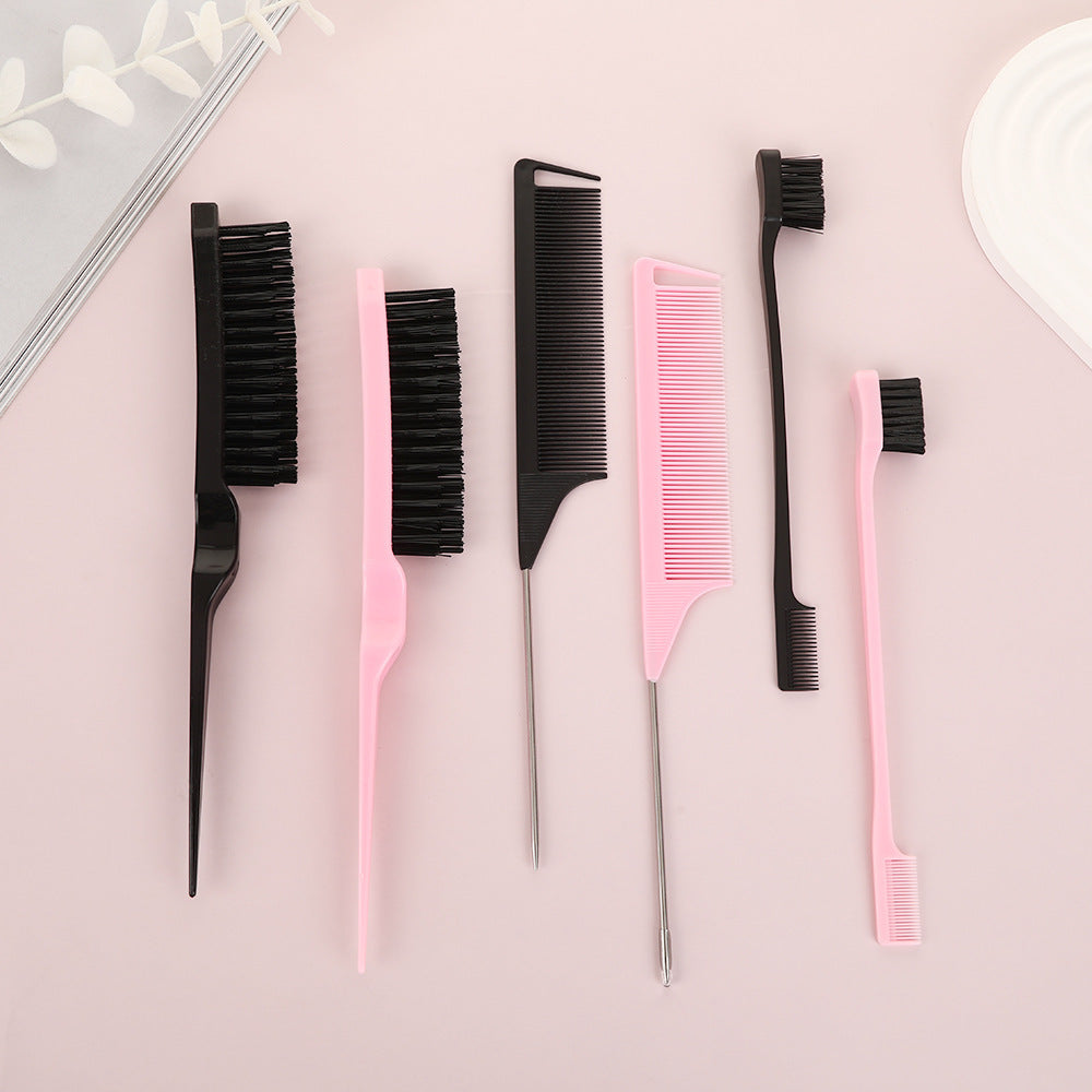 hot-selling three-piece set of hairdressing combs, three-row hair comb, styling pointed tail comb, double-headed soft eyebrow brush, hairdressing tools