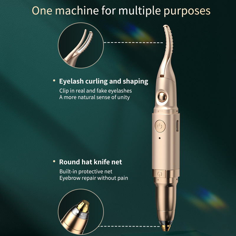 2-in-1 long-lasting electric eyelash curler - sunflower style electric eyelash curler & eyebrow/lip hair remover