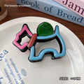 Liu yifei's same style dopamine cartoon puppy gripper for women's back of head hair clip cute color matching shark clip