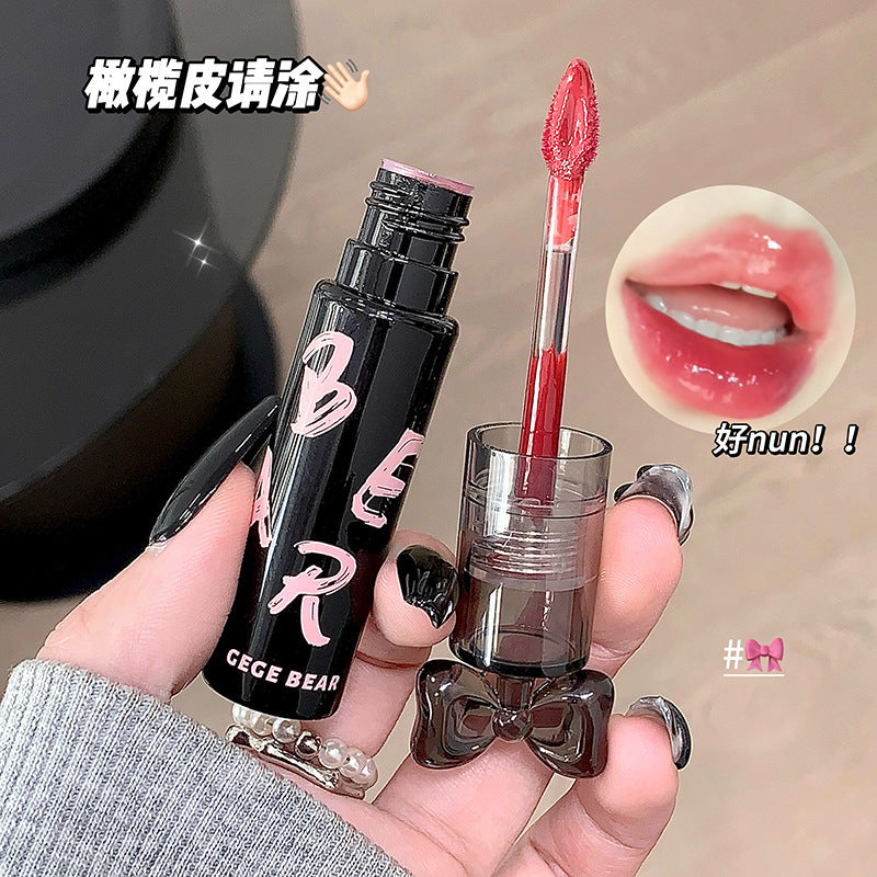 Gege bear crystal clear plumping lip glaze - waterproof, smudge-proof, mirror glass finish, moisturizing lipstick