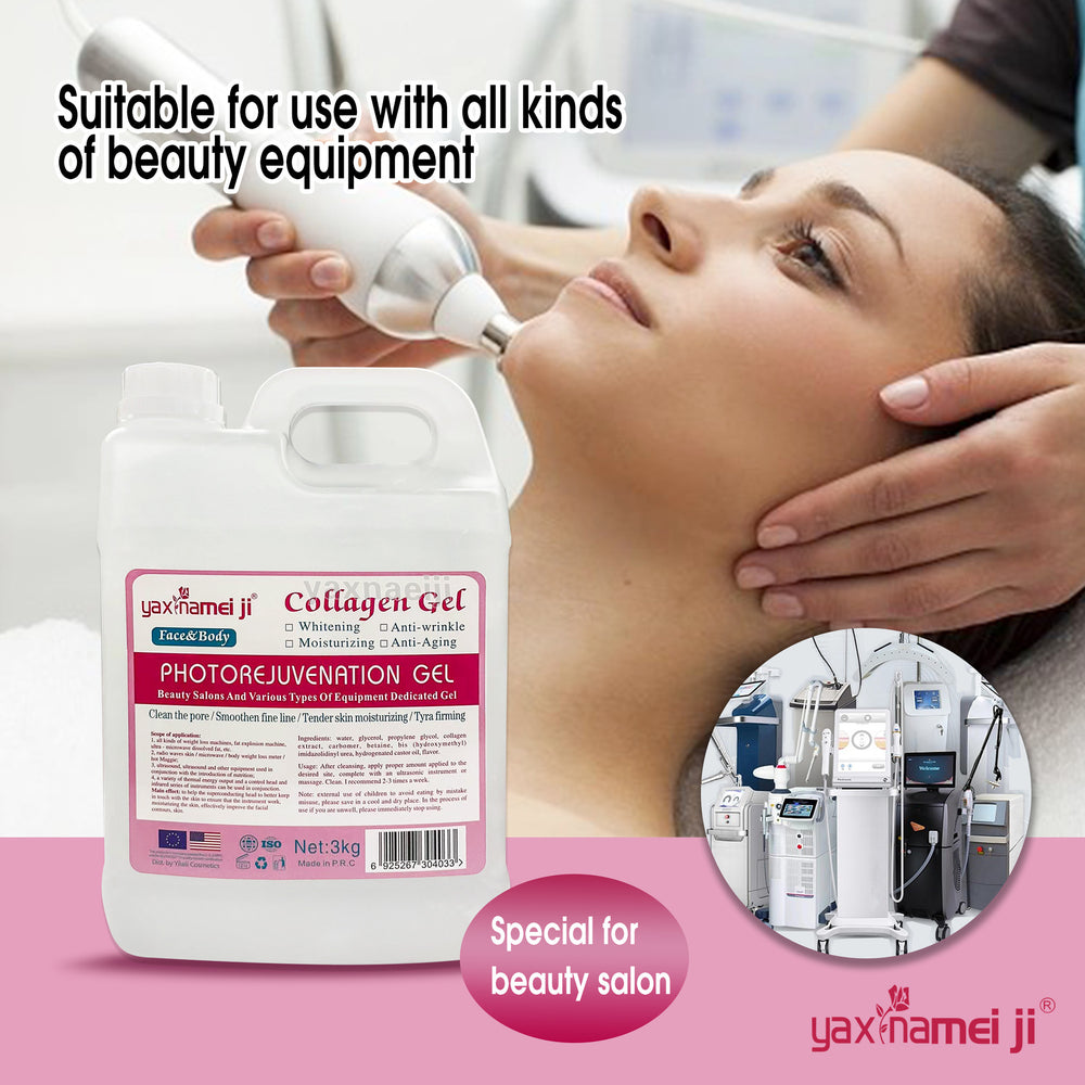 collagen gel for beauty salons: ultrasonic instrument for body and facial gel infusion, lifting, and firming