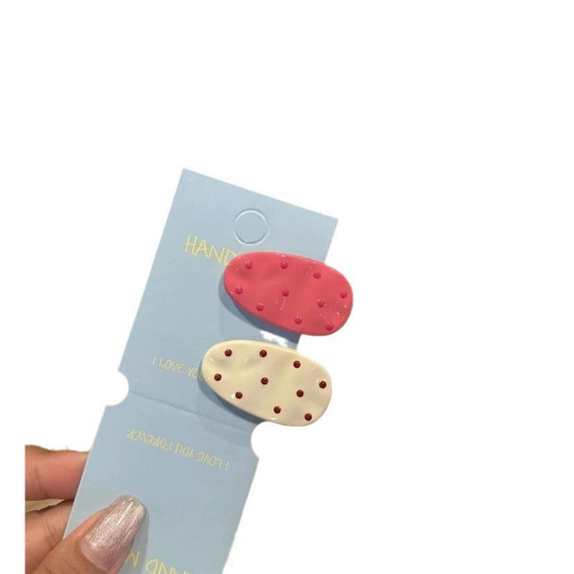Cute sweet polka dot water drop duckbill clip inscasualeasiest for match side bangs clip niche style side clip new hair clip