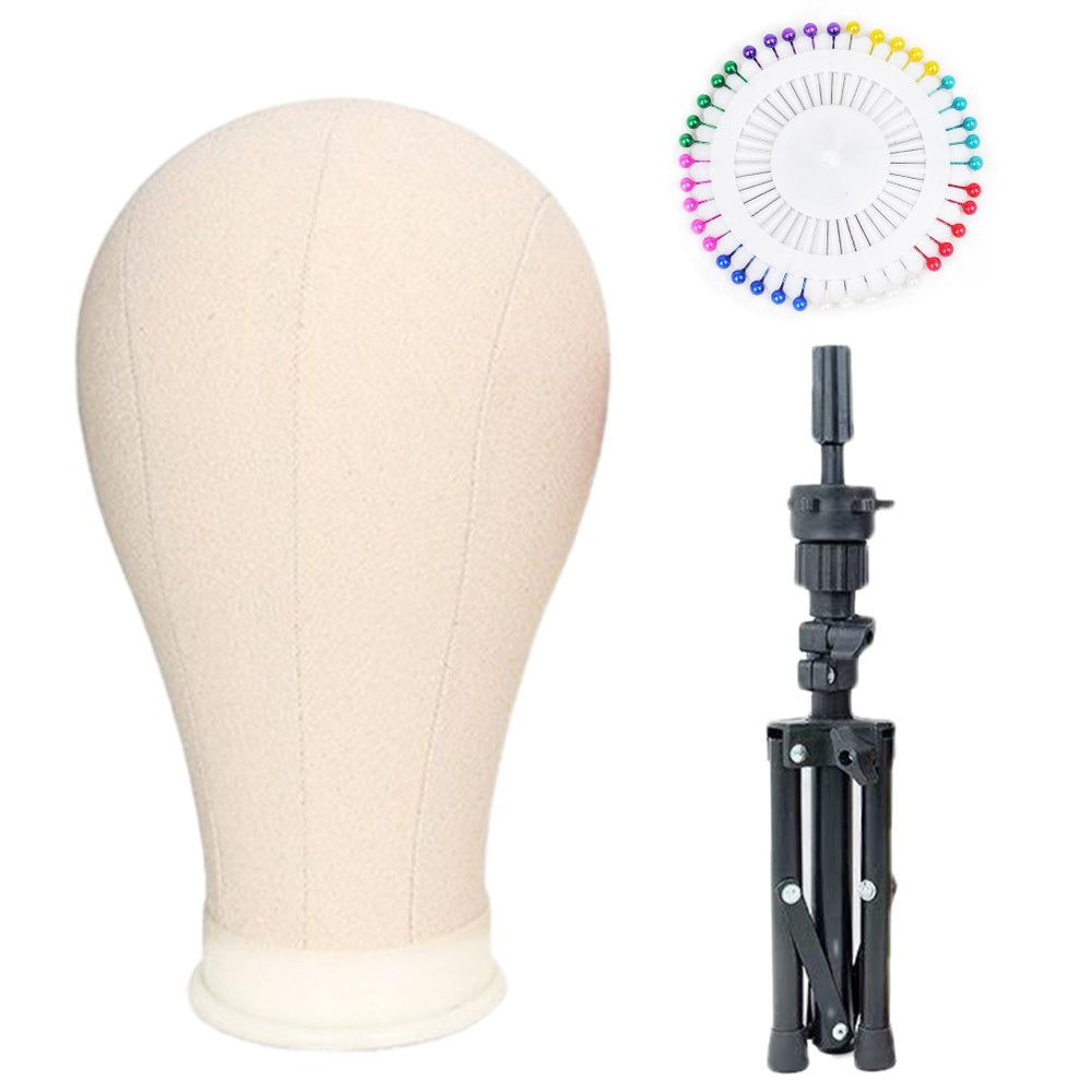 Canvas head mold can be inserted with pins to place wig stand dummy head model styling model head cloth display tripod