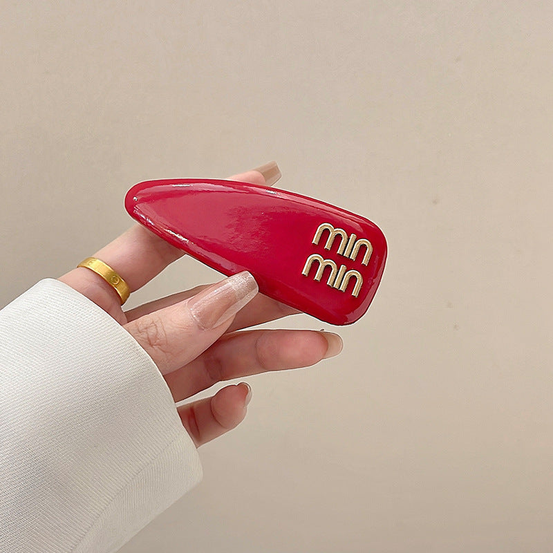 Ins blogger's same style classy leather forehead broken hair bread clip side bangs clip summercolorful bb clip for women