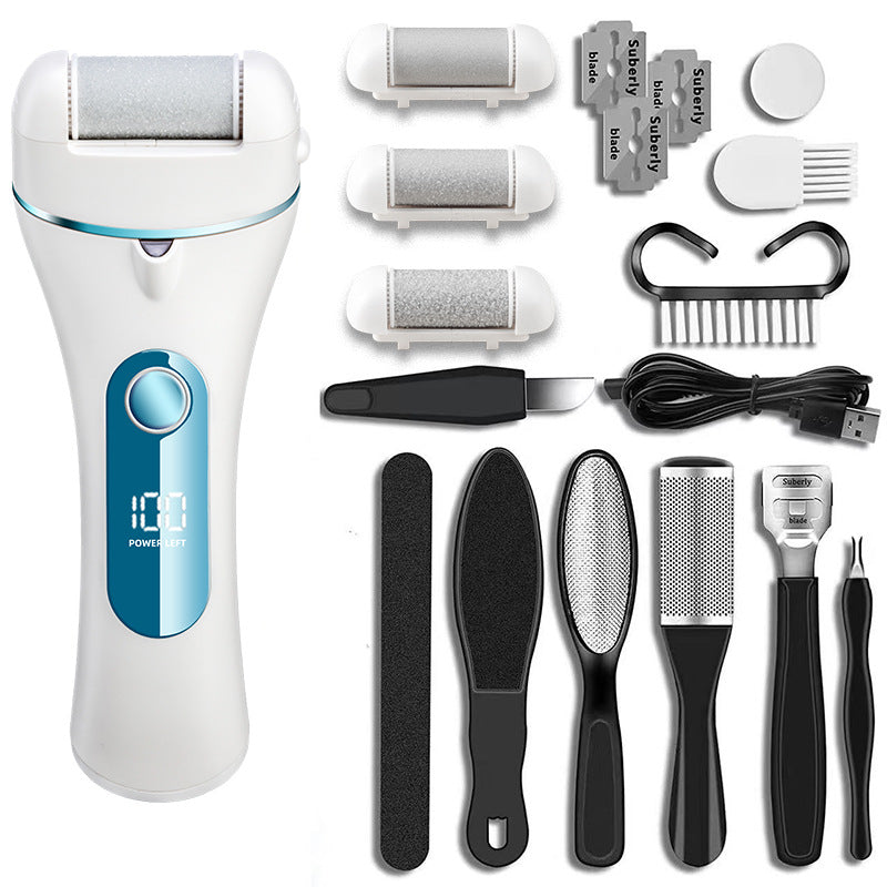 Manso electric foot file - automatic rechargeable callus remover for smooth, beautiful feet - electric foot scrubber & pedicure machine