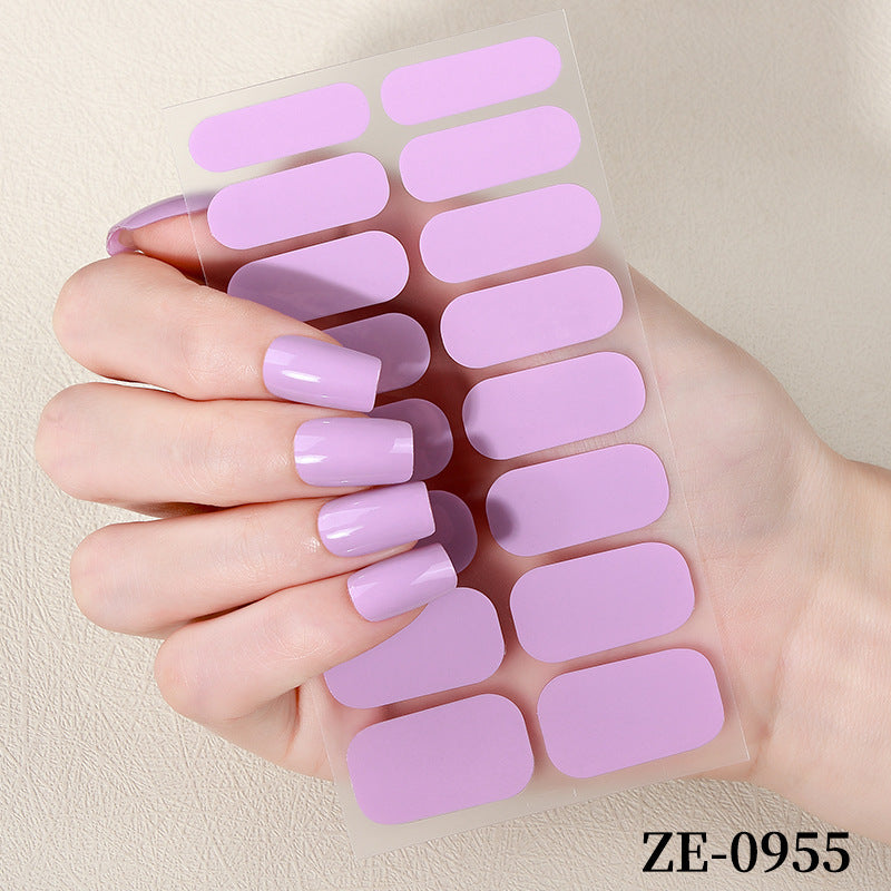 European and american new solid color nail art stickers, full cover nail polish film, designer logo stickers, candy iridescent sweet style