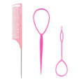 Pink 3-piece comb with hook