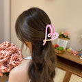 Gradient color love gripper female plastic large cute sweet 2024 new style shark clip for the back of the head summer hair clip