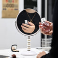 Luxury double-sided vanity mirror with pearl accents - elegant desktop makeup mirror for women, european style, magnifying, high-definition princess mirror