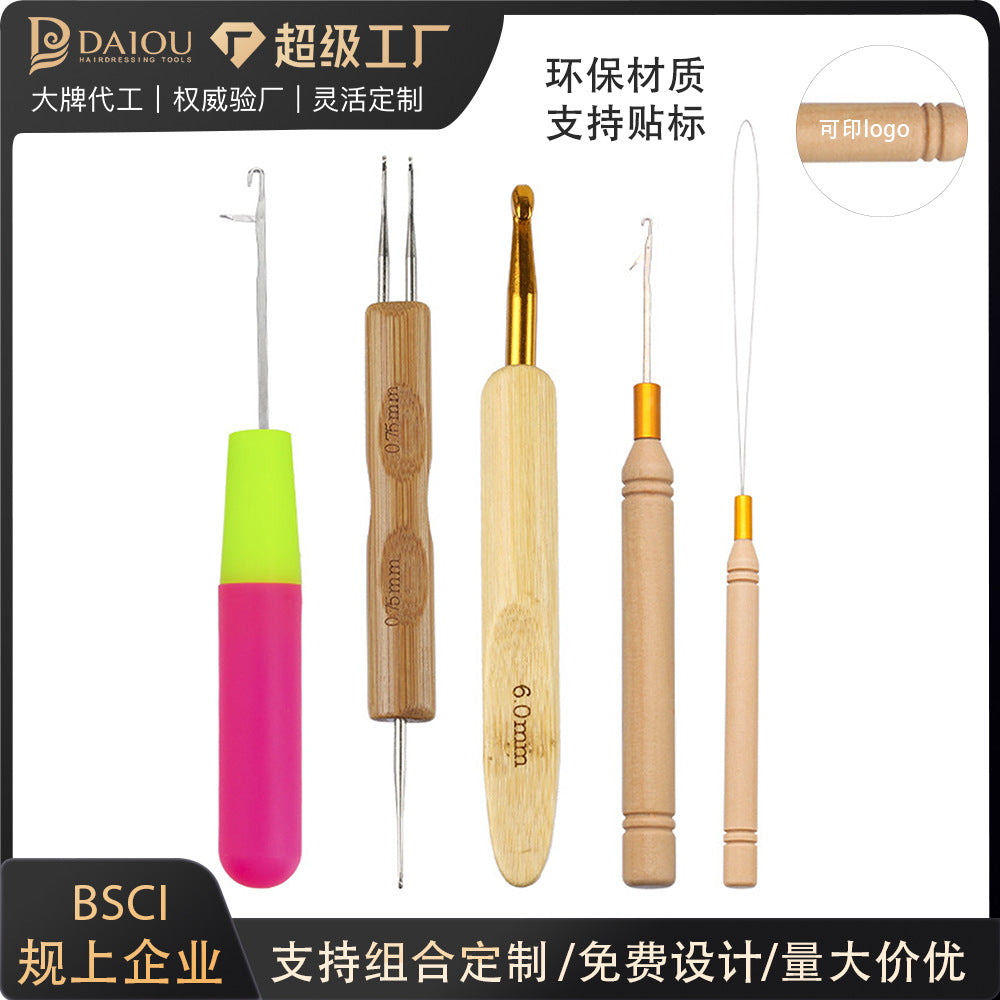 Wig crochet plastic handle crochet hook dreadlock hook tongue crochet hair extension braiding tool wig tool wholesale