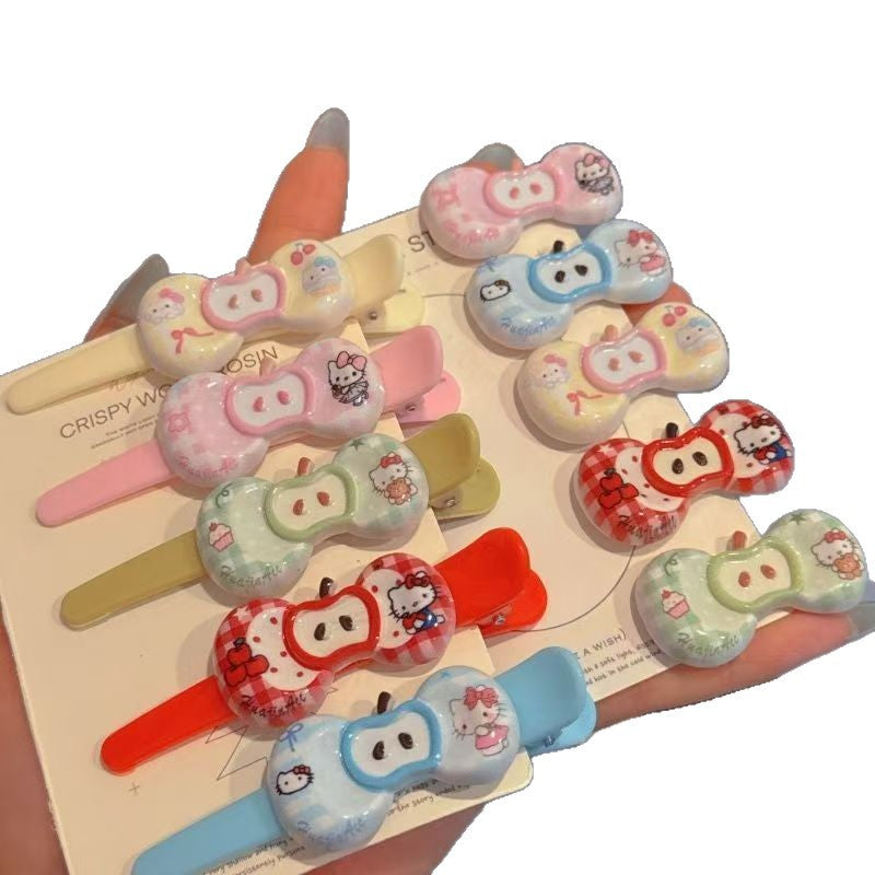 Dopamine apple cat bow tie long hair clip japanese style sweet high-value girly alligator clip hair accessory