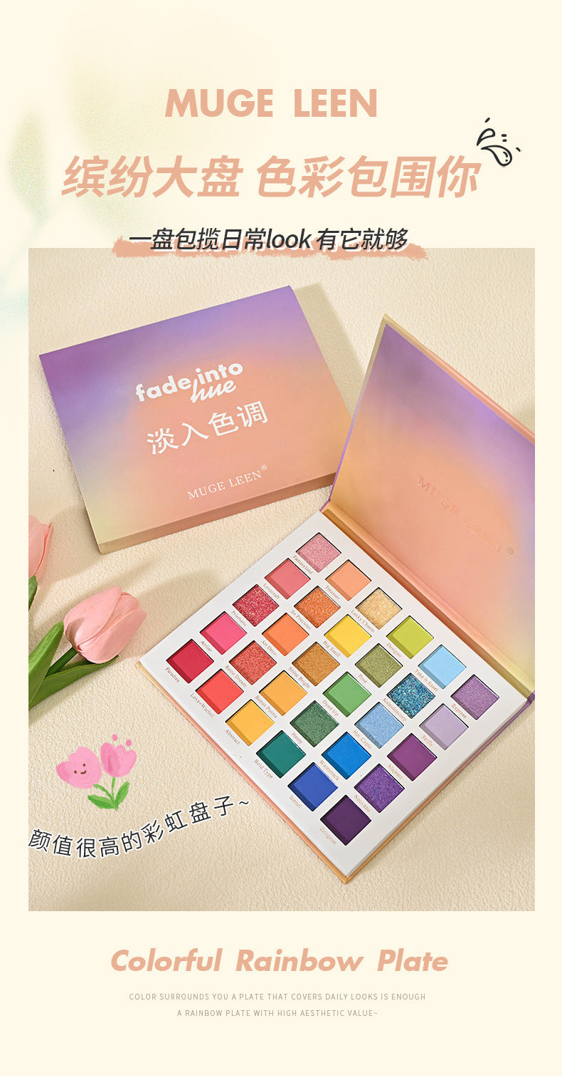 Muge leen dopamine rainbow eyeshadow palette - shimmer, pearl, matte, glitter - perfect for kids' stage makeup