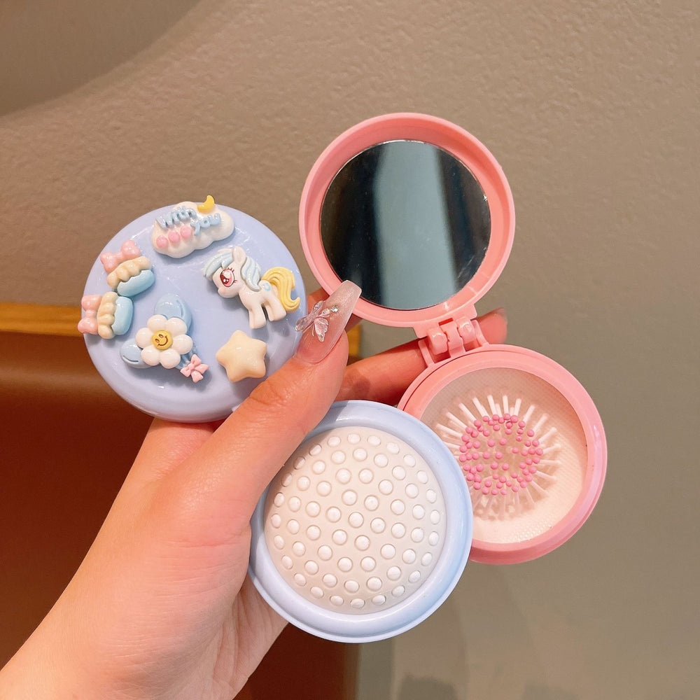 Foldable air cushion comb pony massage comb air cushion comb mini portable small comb round mirror comb portable comb