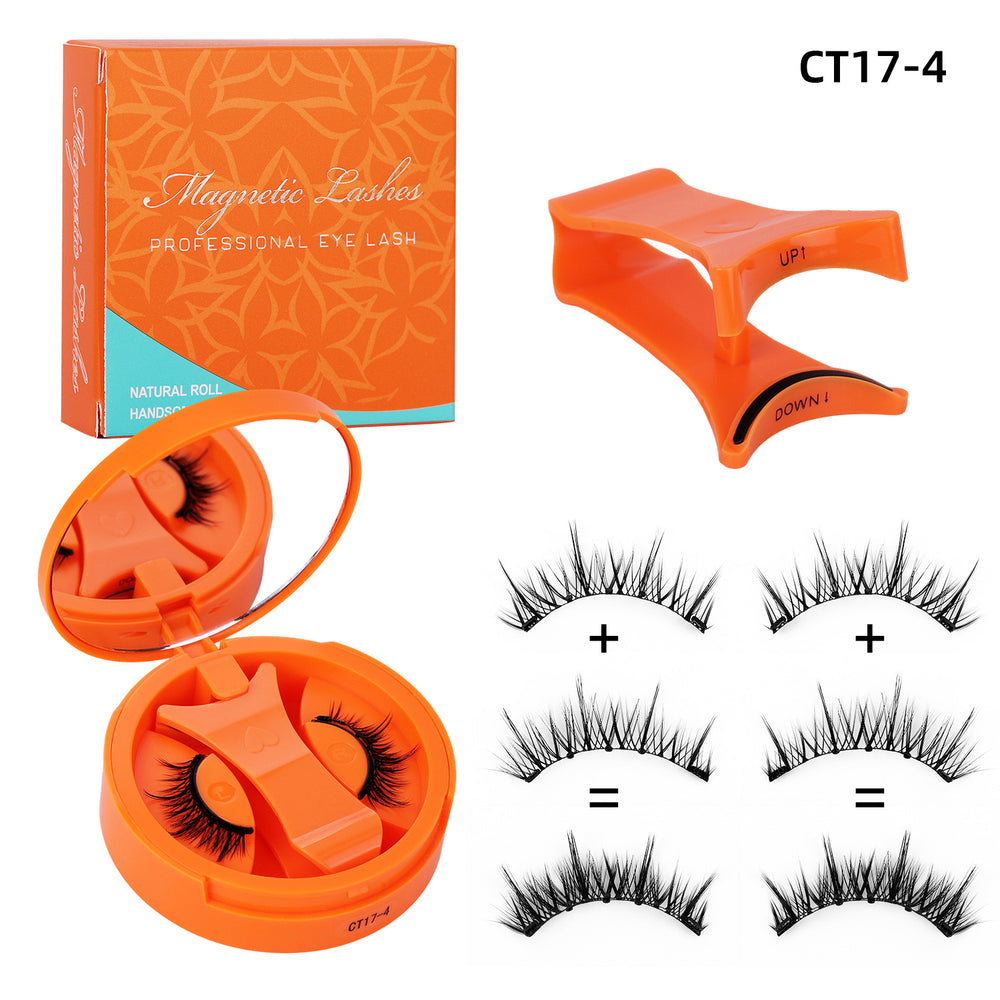 Ready-to-ship orange charm magnetic false eyelashes - all-in-one box. wholesale amazon us & european style dense, small round magnet eyelashes
