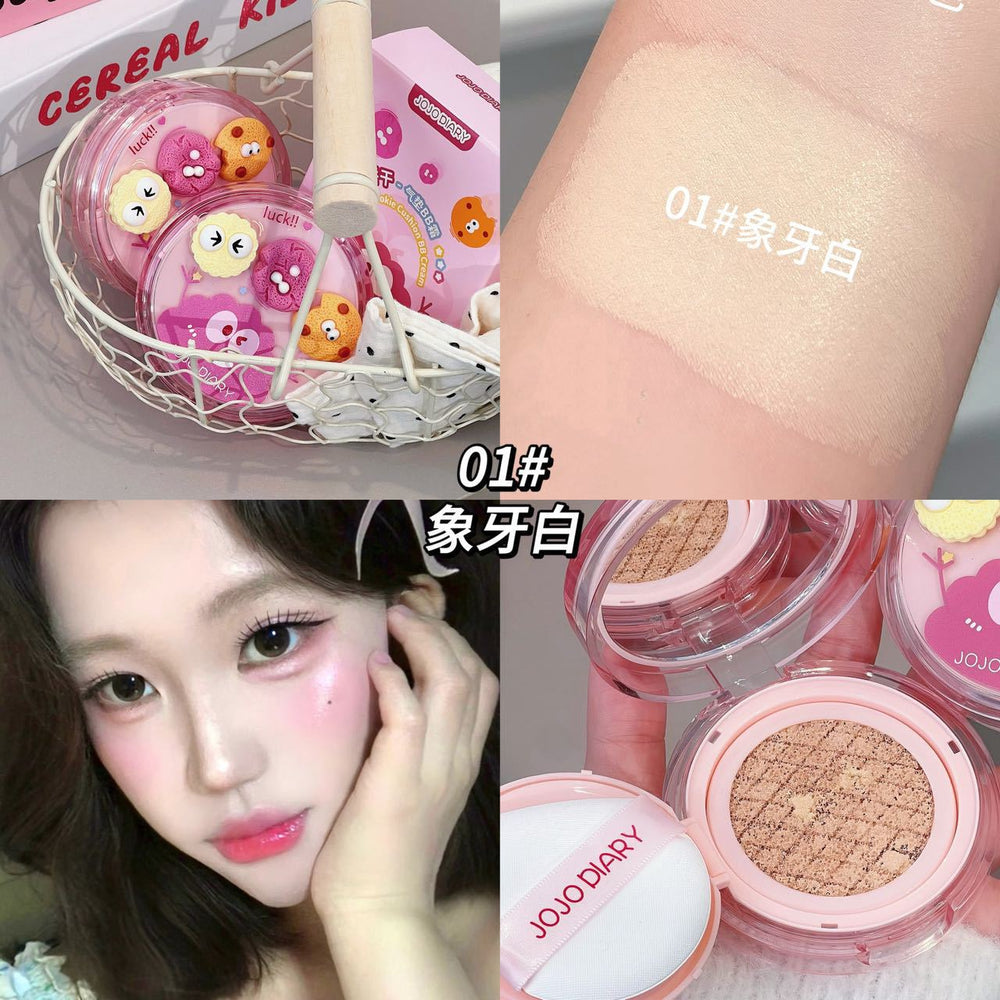 Jojo diary lucky cookie cushion bb cream - concealing, long-lasting, seamless finish, transfer-resistant, student-friendly foundation