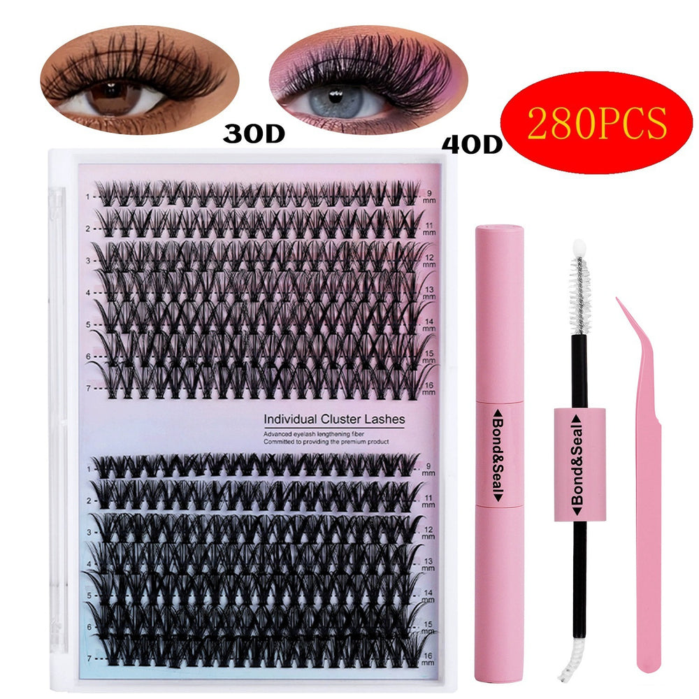 Segmented false eyelashes suit cross-border 40p50p clustered european and american eyelashes extension lashes kit set