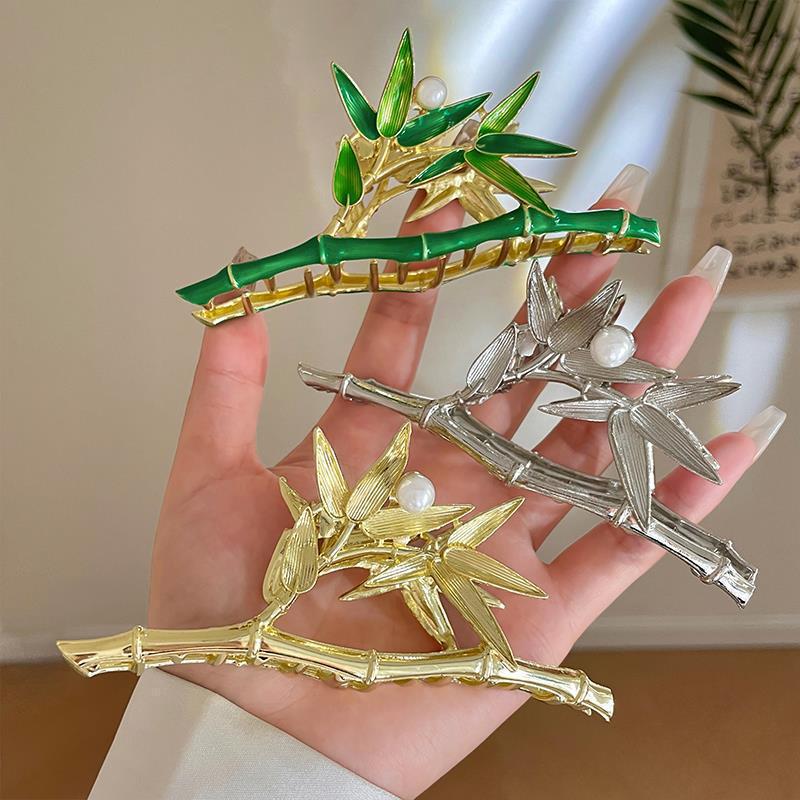 Bamboo accessible luxury hair clip classy metal gripper large back of the head hair gripper hair volume multi-hair headdress shark clip