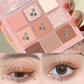 Novo moonfall starfall nine-color eyeshadow palette - shimmer, glitter, matte, low saturation, everyday nude look, earth tones, compact & portable