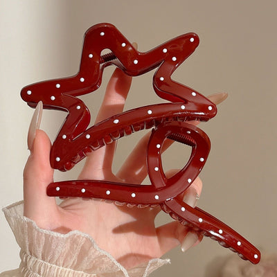 2025new arrival ancora red polka dot gripper for women classy back of head hair shark clip elegant hairpin hair accessories